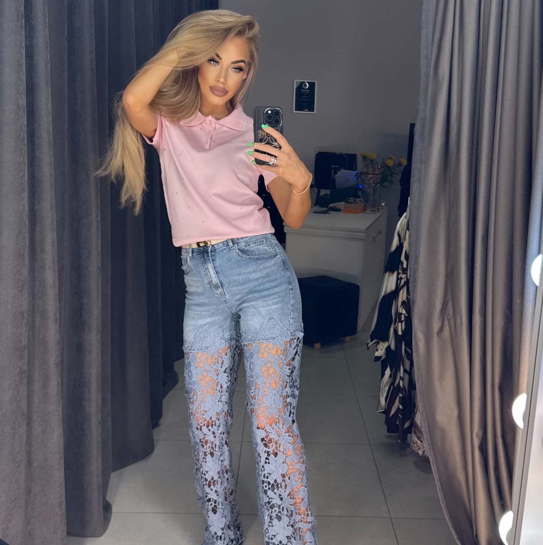 Jeans mit Spitzeneinsatz