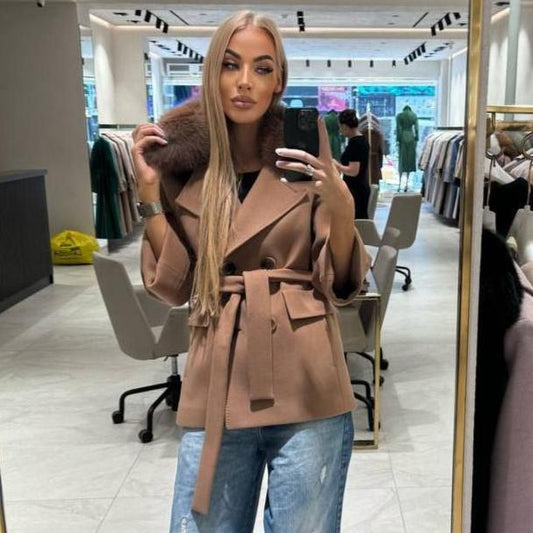 Image1 of Short Camel Cashmere Coat from EME boutique