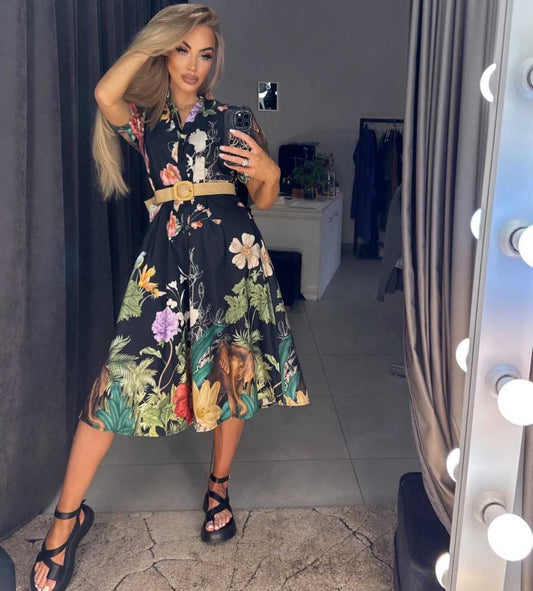 Image1 of Tropical Belted Dress from EME Boutique