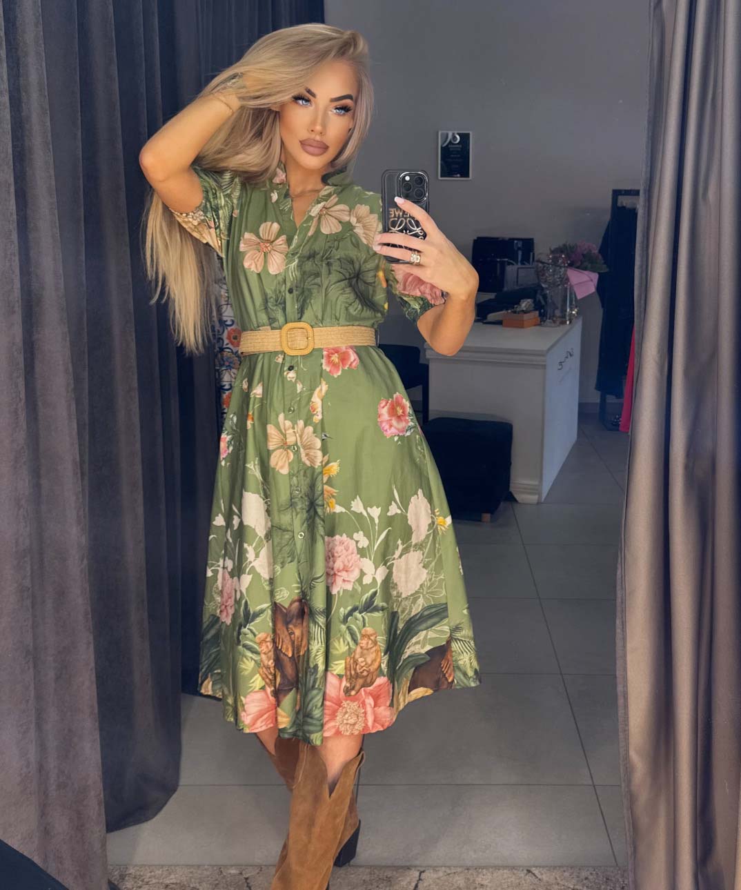 Image2 of Green Floral Dress from EME Boutique