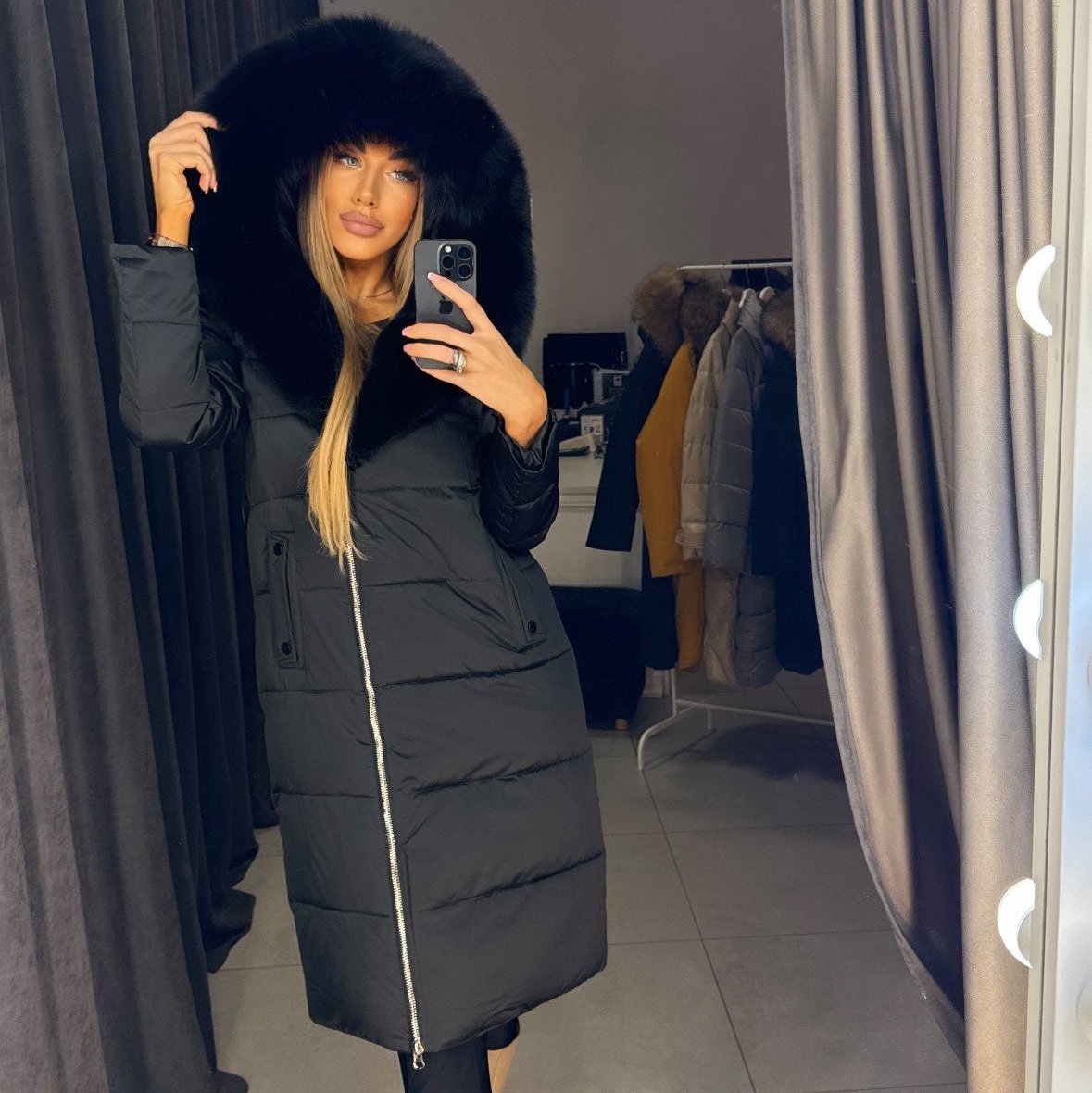 Image2 of Luxurious Winter Coat with Black Fur Collar from EME boutique