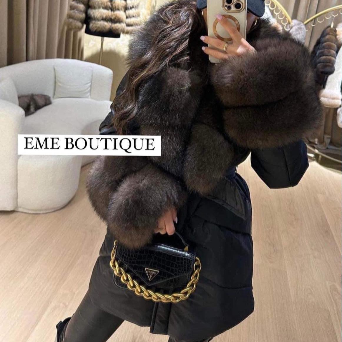 Image3 of Black Winter Coat with Luxurious Fur from EME boutique