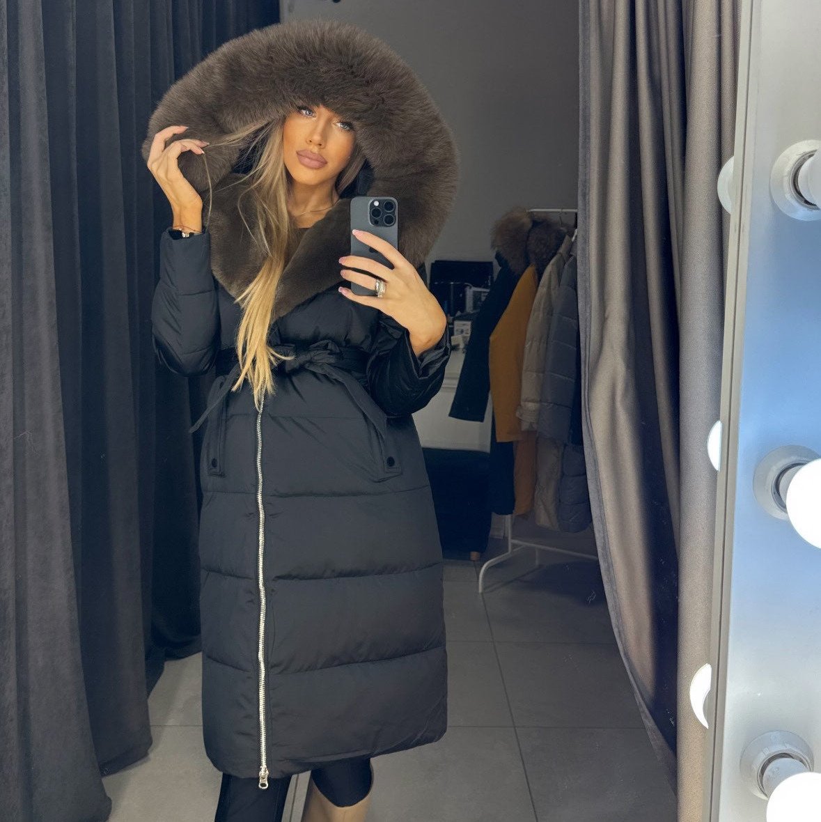 Image3 of Luxurious Winter Coat with Brown Fur Collar EME boutique