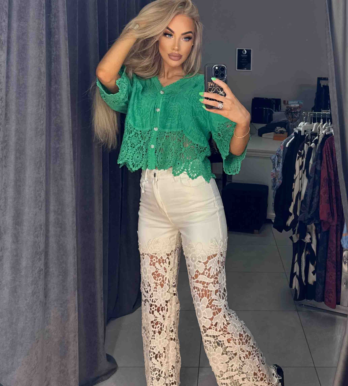 Jeans mit Spitzeneinsatz
