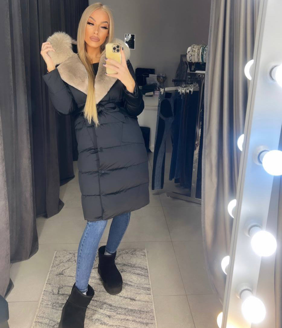Image6 of Grey Furon Black Winter Jacket from EME boutique