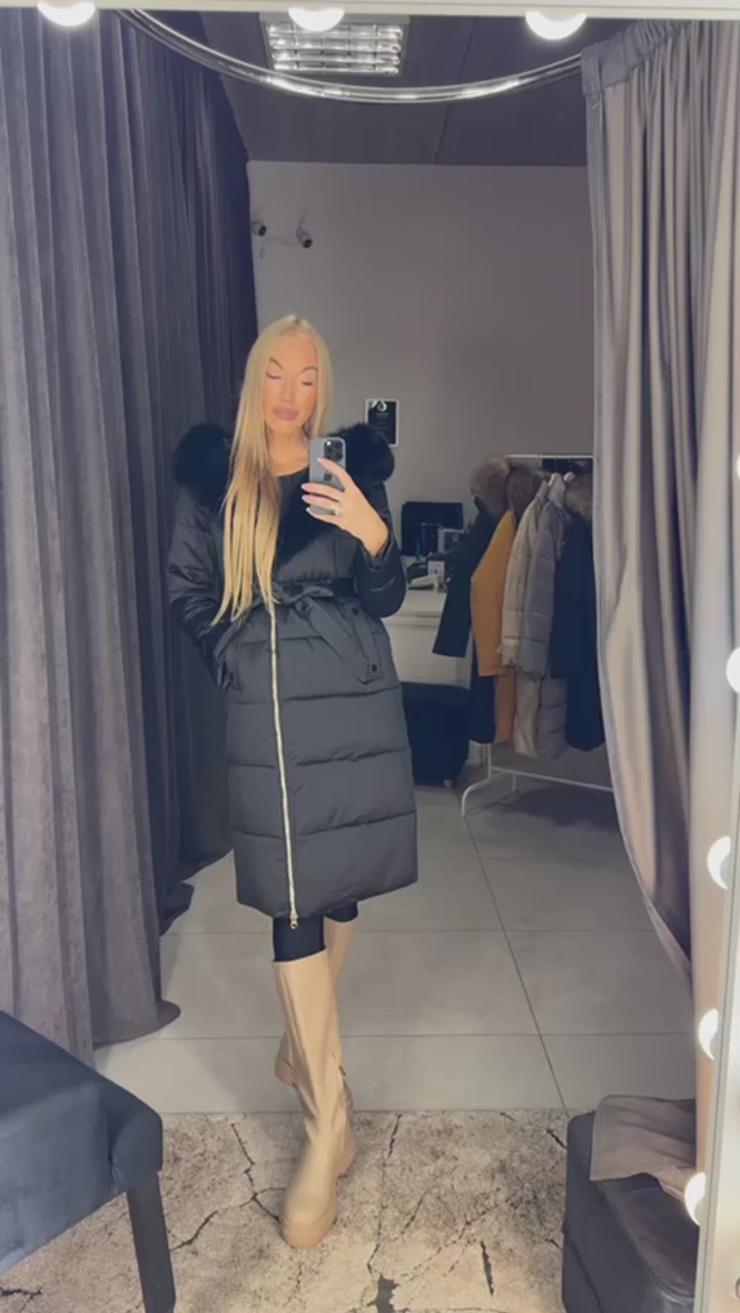 Video1 of Luxurious Winter Coat with Black Fur