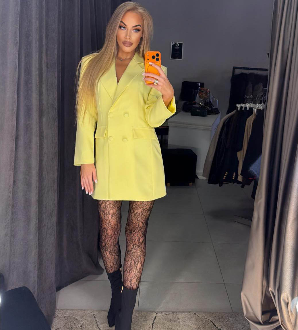 Image11 of Jacket Dress with Adjustable Waist Yellow from EME Boutique