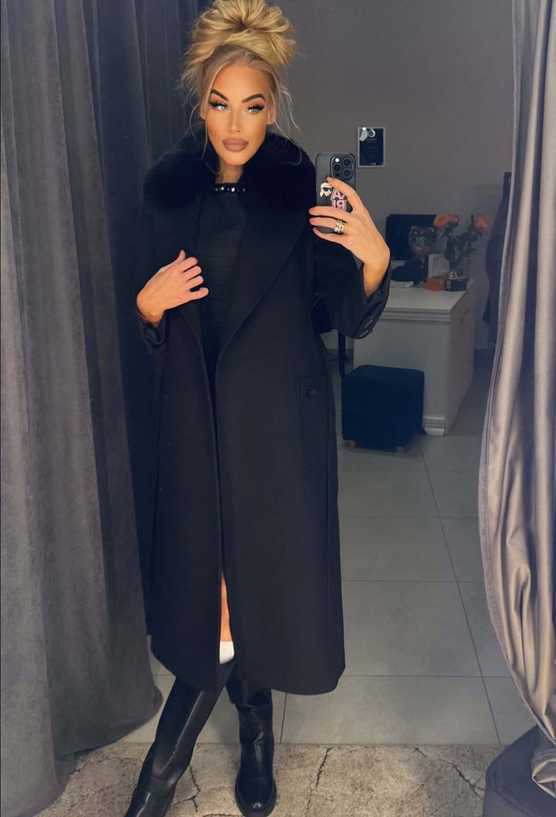 Image11 of Long Cashmere-Wool Coat with Natural Fur and Belt from EME Boutique