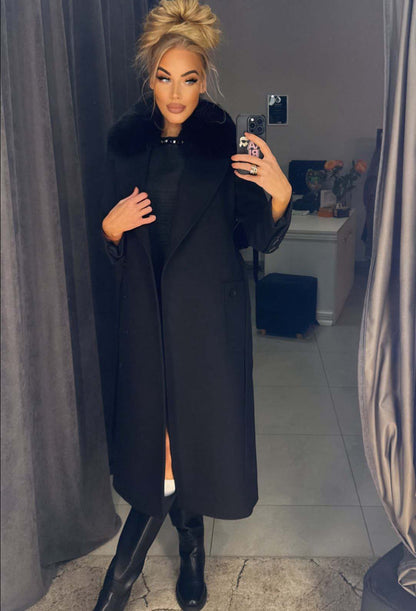 Image11 of Long Cashmere-Wool Coat with Natural Fur and Belt from EME Boutique