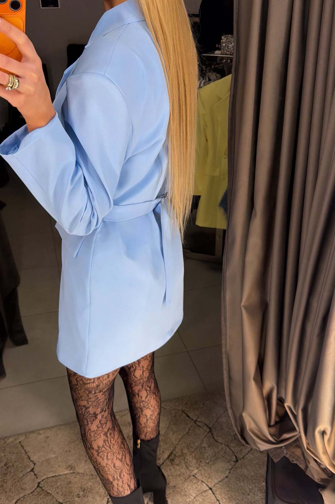 Image12 of Jacket Dress with Adjustable Waist Blue from EME Boutique