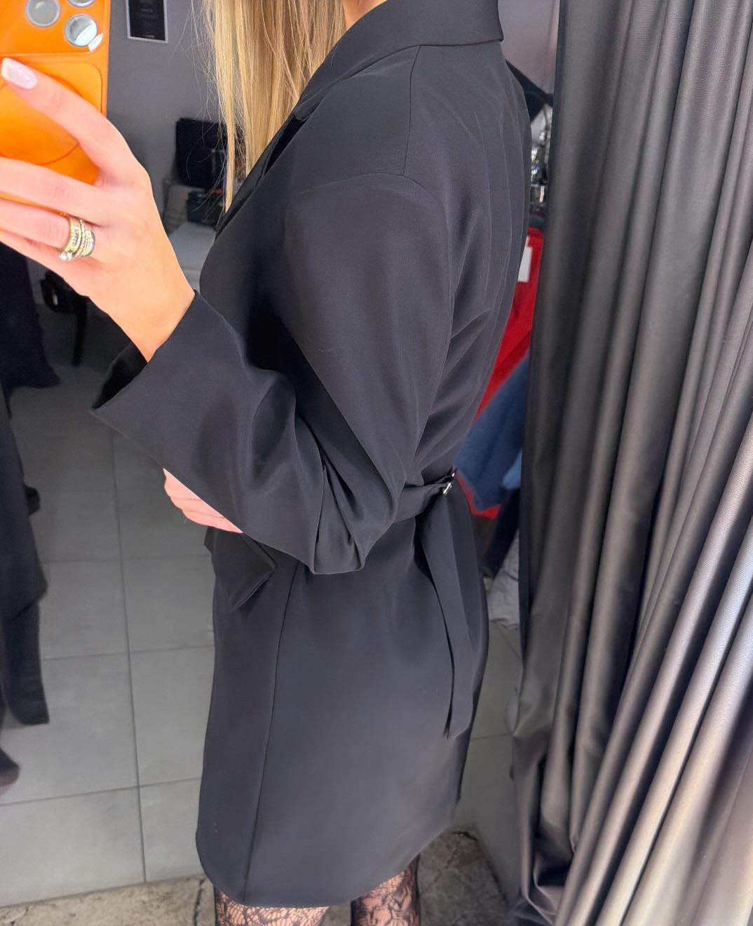 Image14 of Jacket Dress with Adjustable Waist Black from EME Boutique