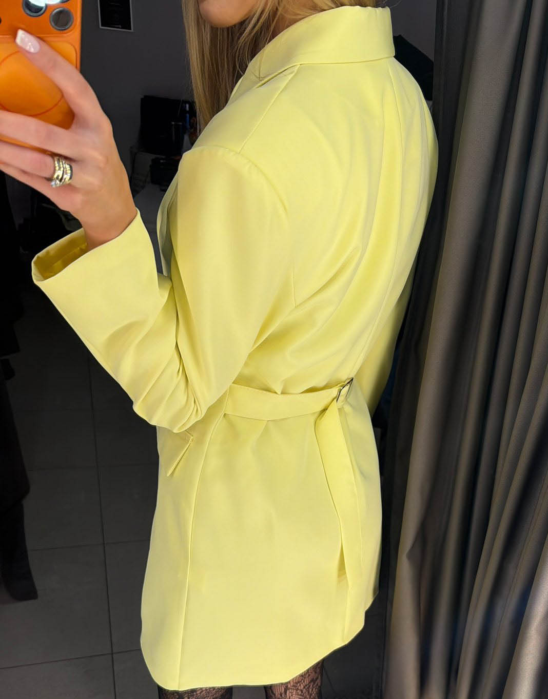 Image15 of Jacket Dress with Adjustable Waist Yellow from EME Boutique