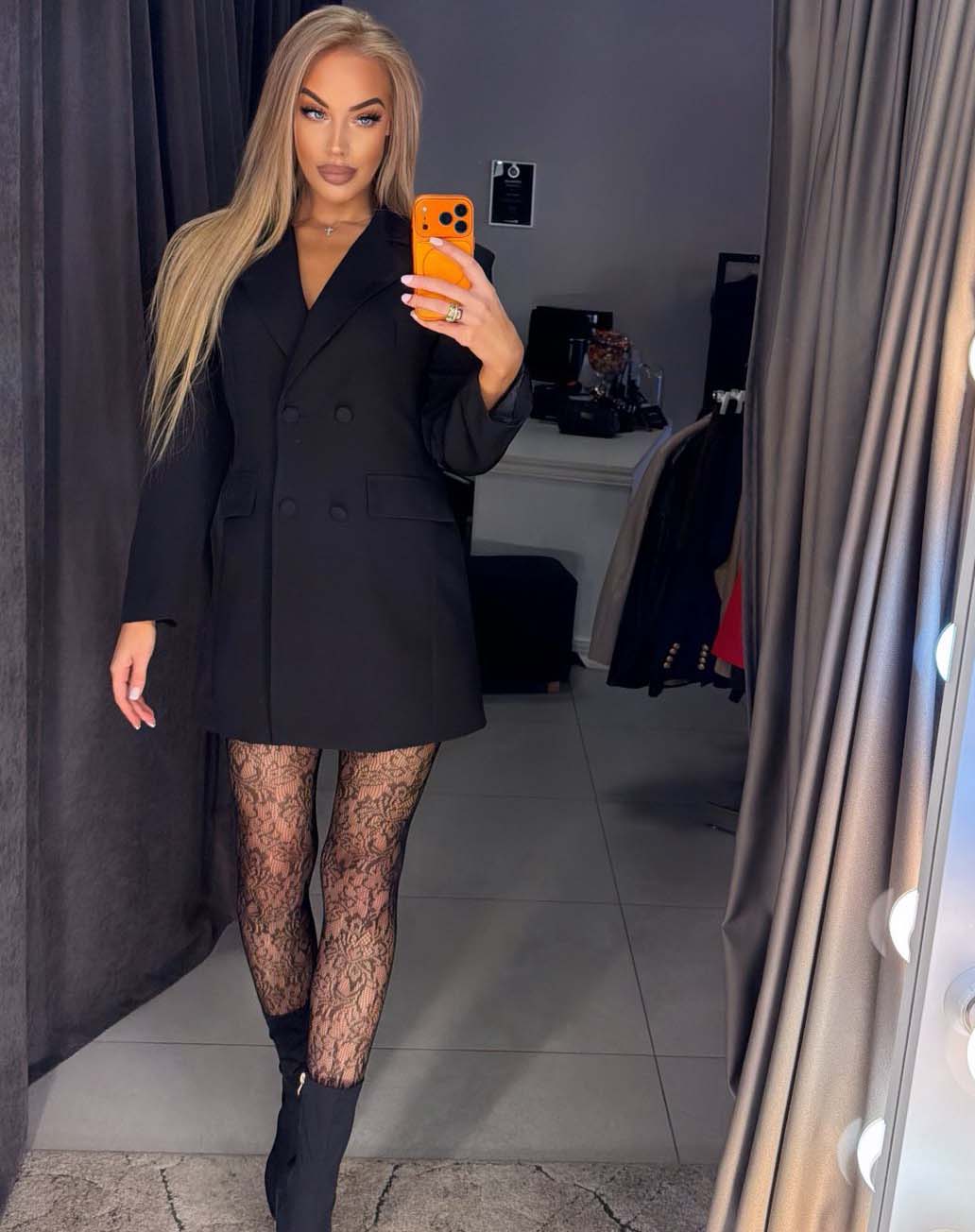 Image17 of Jacket Dress with Adjustable Waist Black from EME Boutique