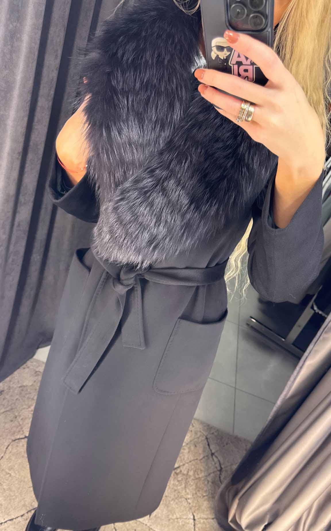 Image1 of Classic Coat with Removable Fur Collar and Belt from EME Boutique