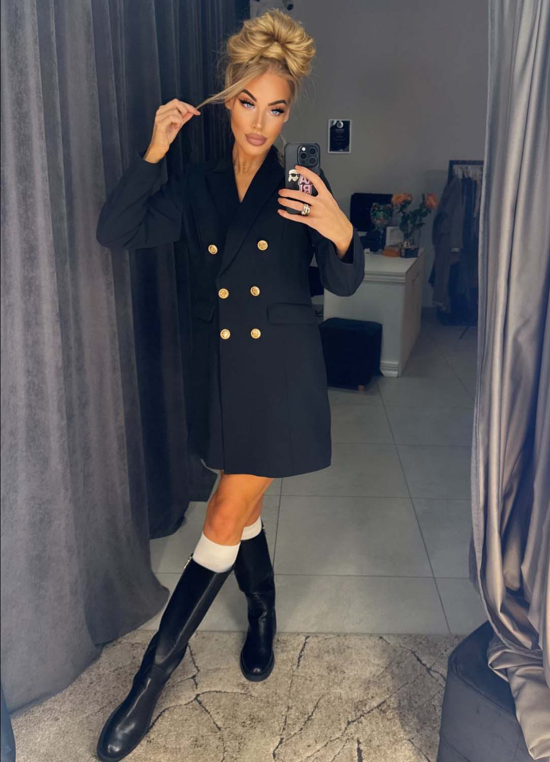 Image1 of Double-Breasted Blazer Dress with Gold Buttons from EME Boutique