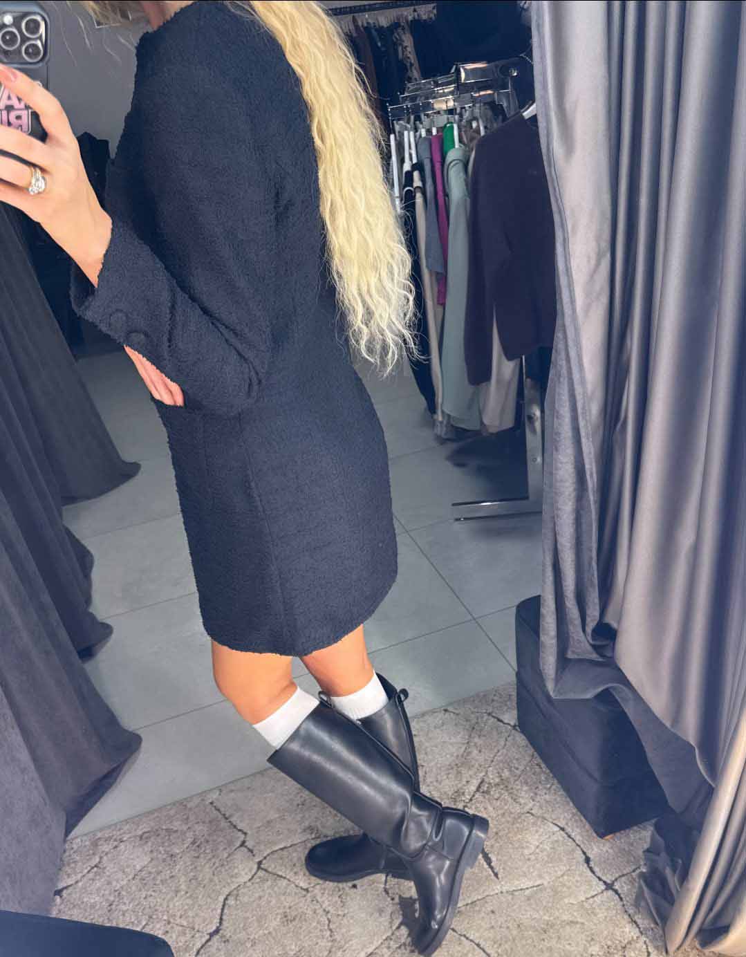 Image1 of Elegant Tweed Dress with Long Sleeves from EME Boutique