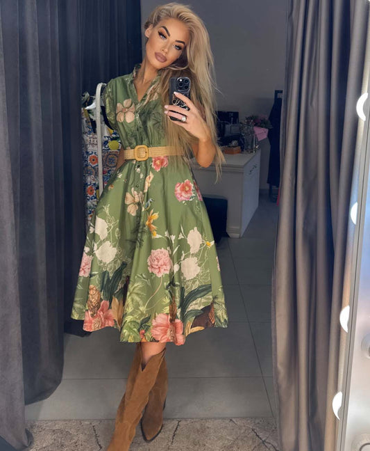Image1 of Green Floral Dress from EME Boutique