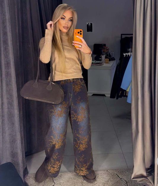 Image1 of Jeans with Feather Flowers from EME Boutique