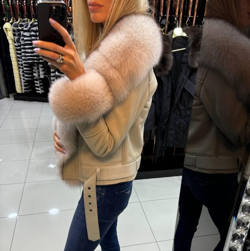 Image1 of Leather Jacket with Fox Fur from EME boutique