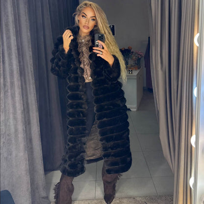 Image1 of Long Brown Shearling Eco Fur Coats from EME Boutique