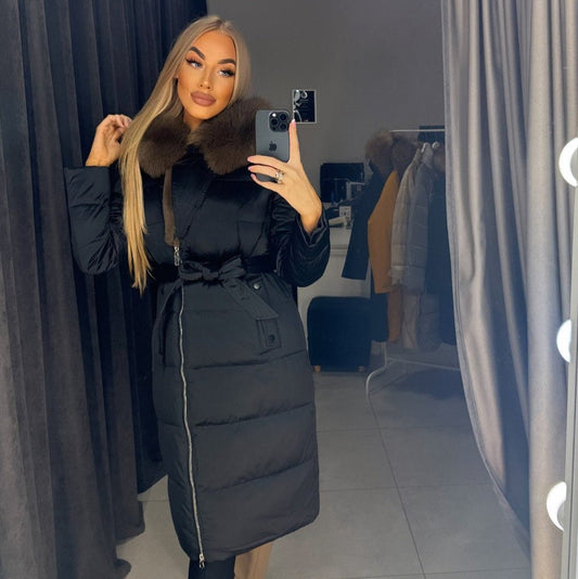 Image1 of Luxurious Winter Coat with Brown Fur Collar EME boutique
