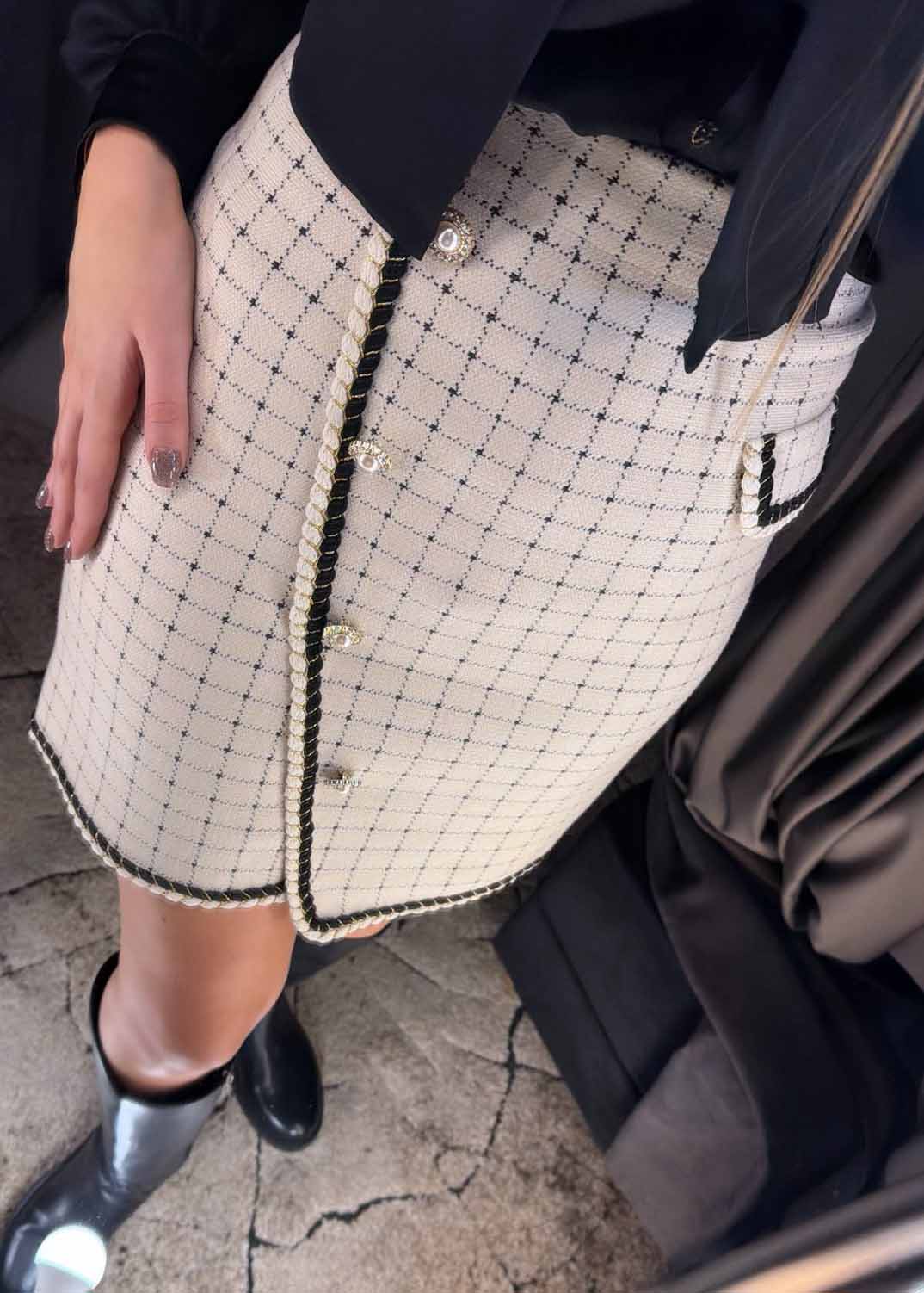 Image1 of Plaid Skirt with Braided Details from EME Boutique