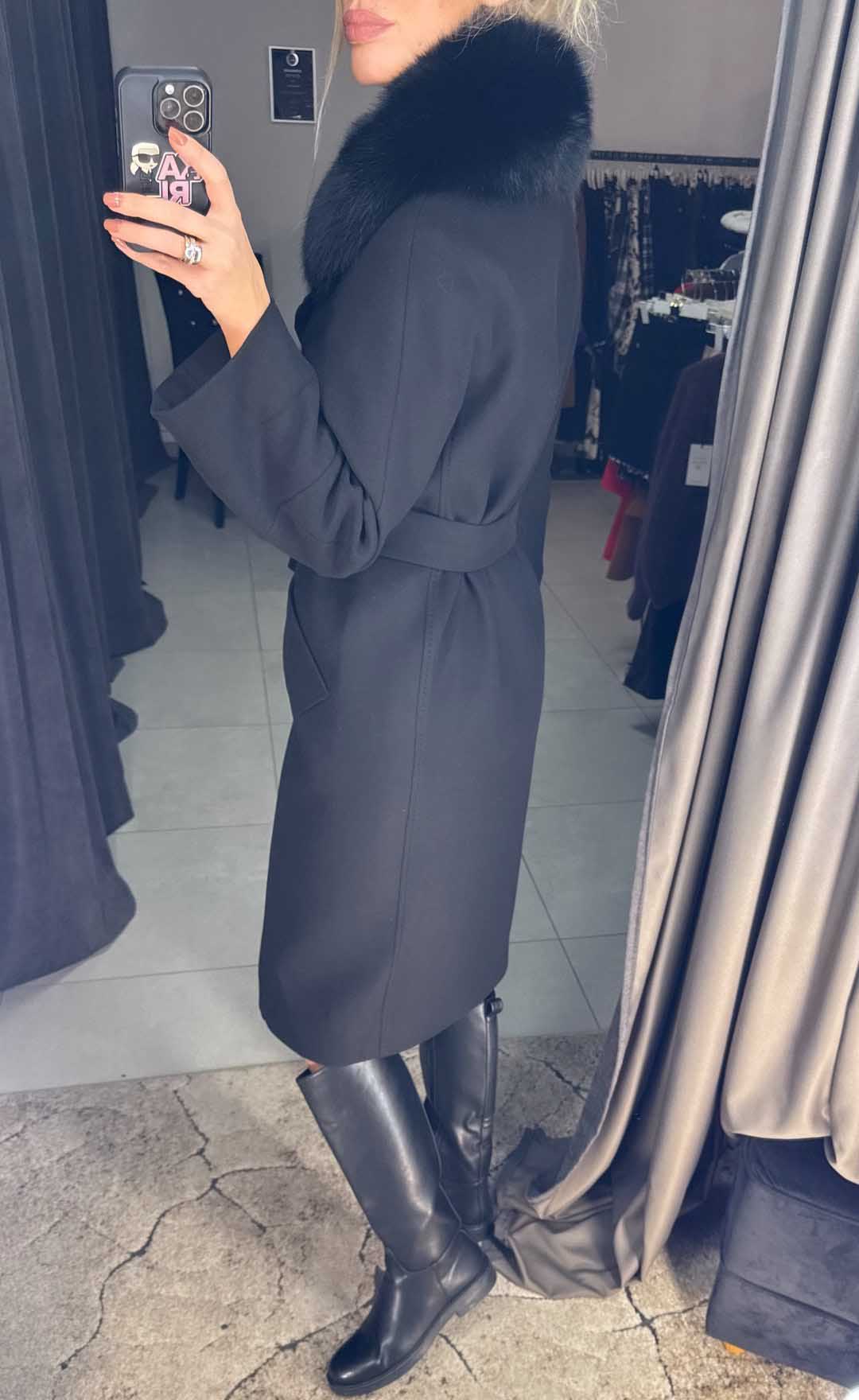 Image1 of Plus-Size Cashmere and Wool Coat with Statement Fur Detail from EME Boutique