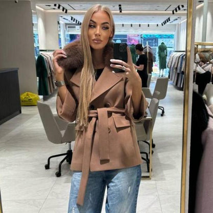 Image1 of Short Camel Cashmere Coat from EME boutique