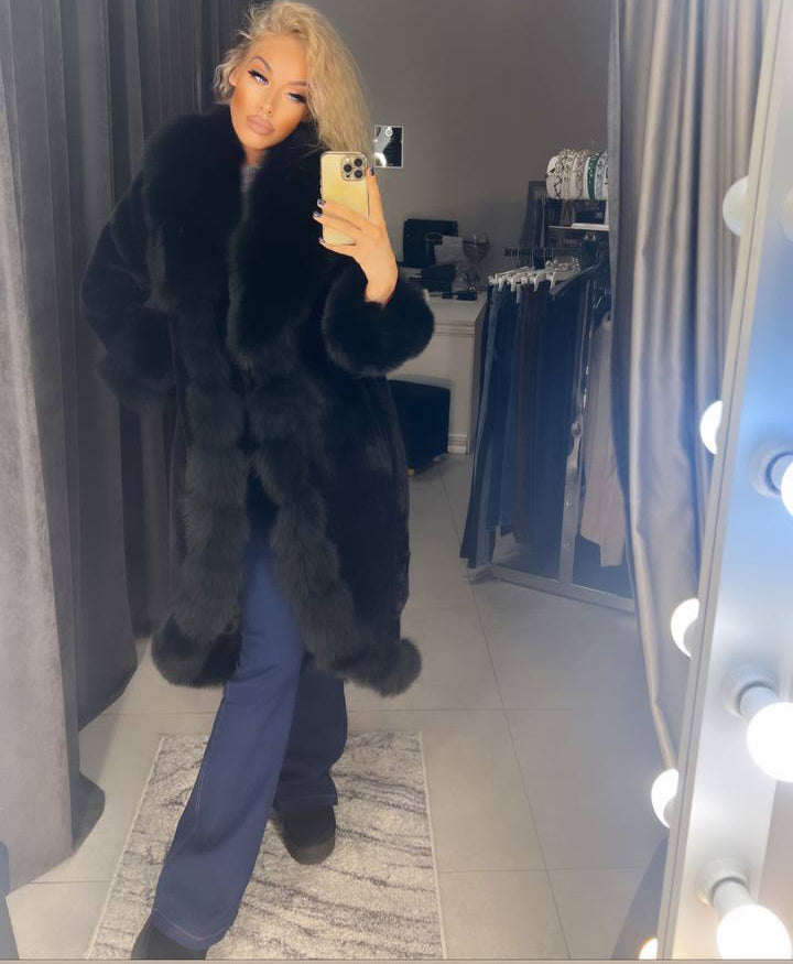 Image1 of Black Long Alcantara Fur Coat from EME boutique