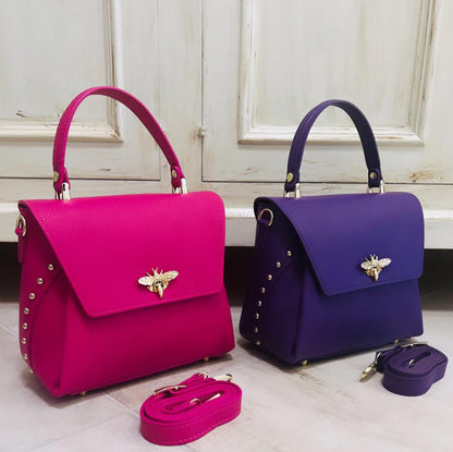 Image1 of Small Bee Fucsia and Purple Leather Bag from EME boutique