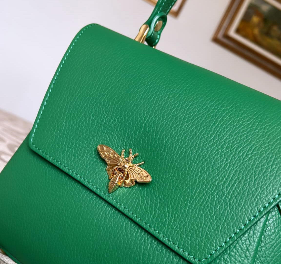 Image1 of Small Bee Green Leather Bag from EME boutique