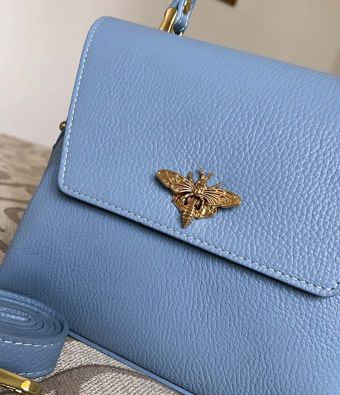 Image1 of Small Bee Light Blue Leather Bag from EME boutique