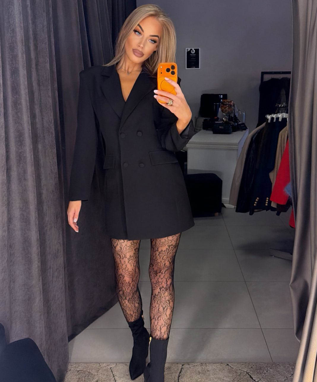 Image20 of Jacket Dress with Adjustable Waist Black from EME Boutique