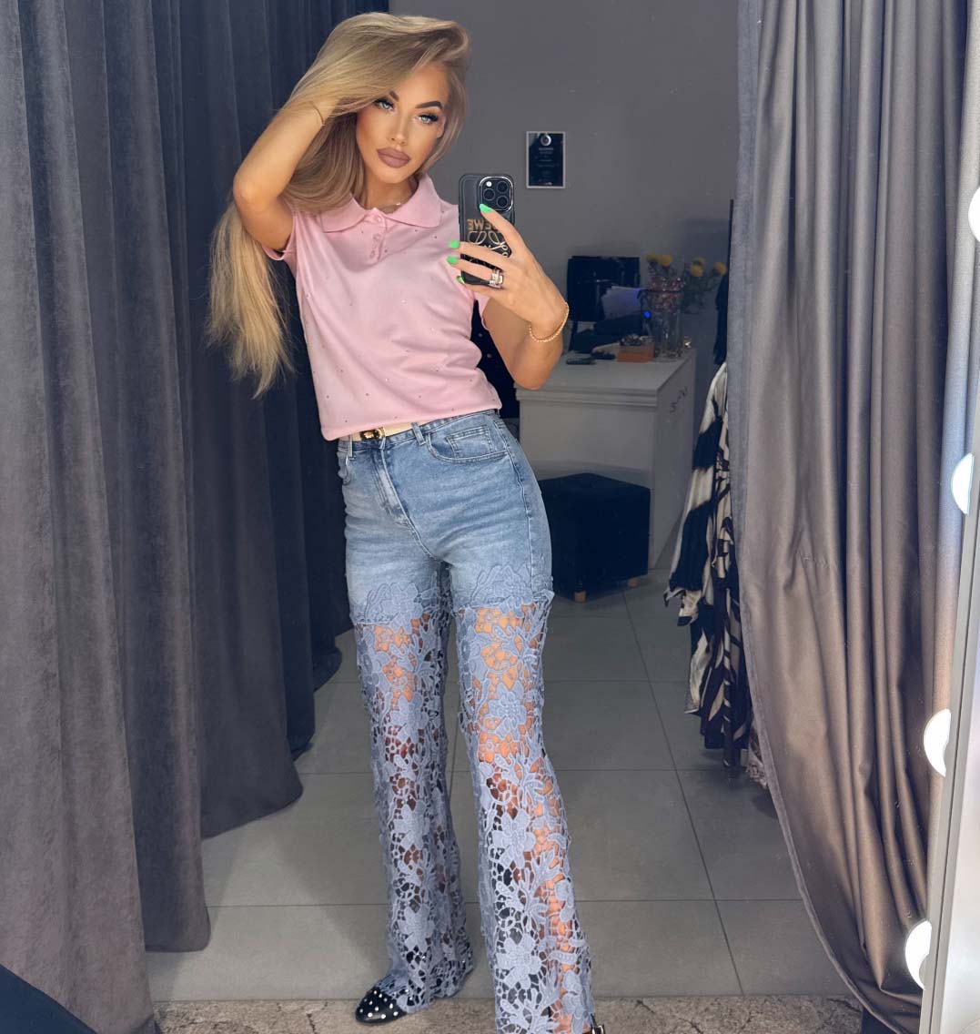 Jeans mit Spitzeneinsatz