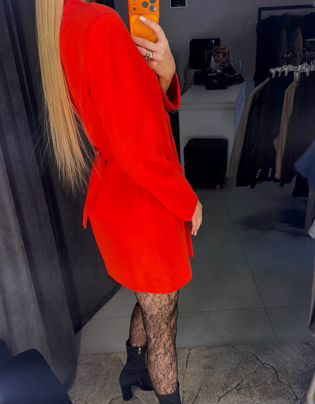 Image21 of Jacket Dress with Adjustable Waist Red from EME Boutique