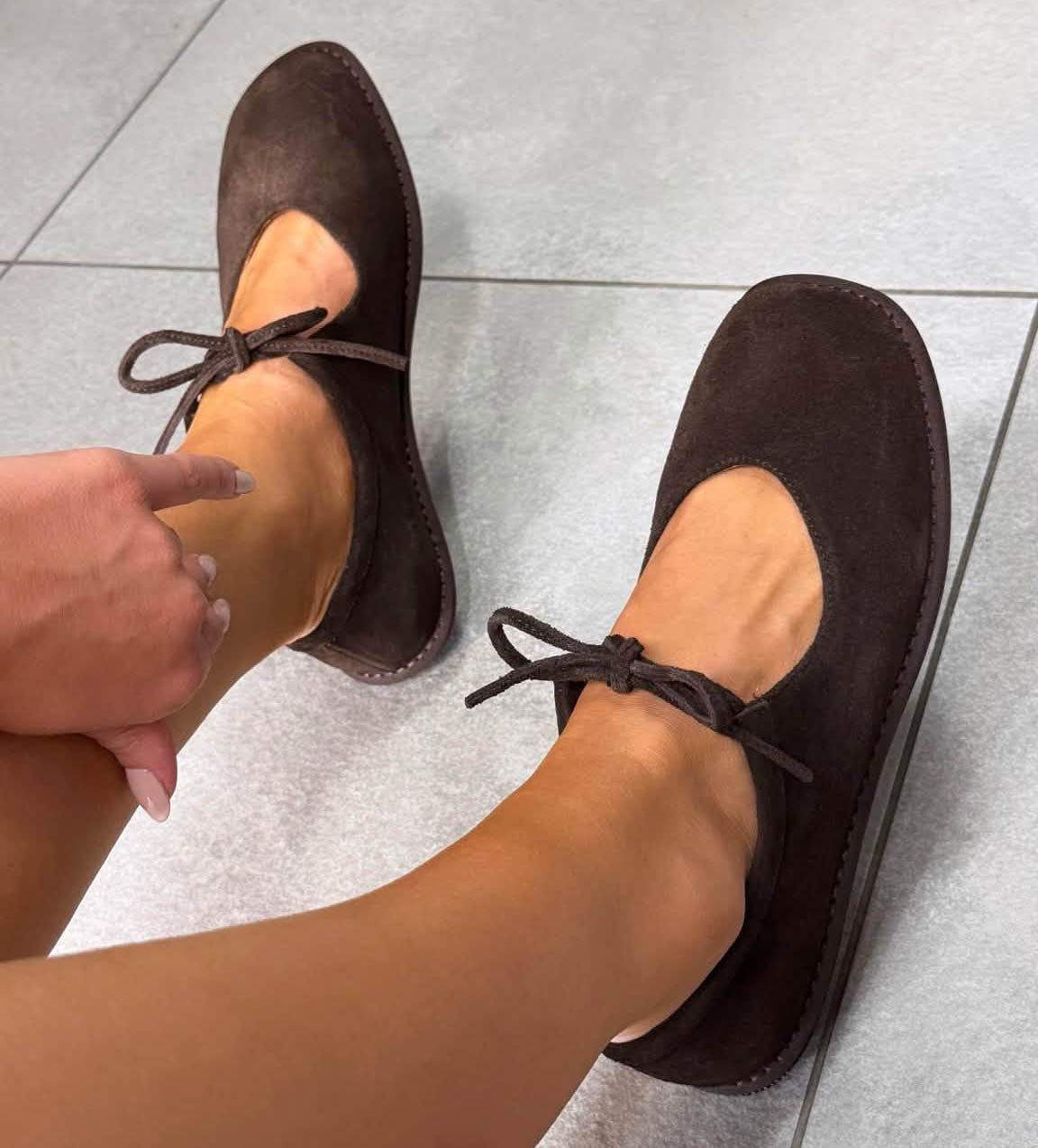 Image2 of Genuine Leather Ballerinas with Laces from EME Boutique