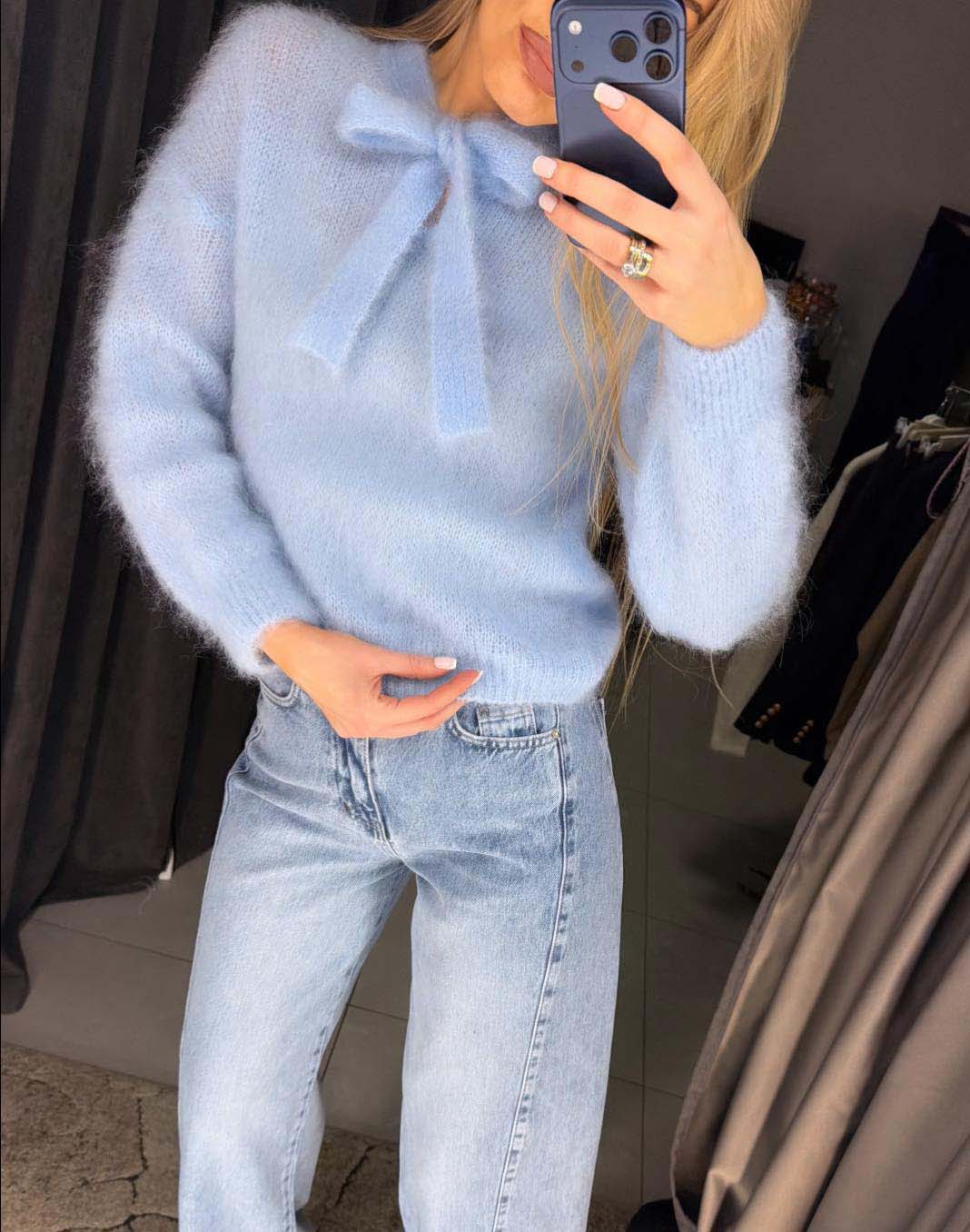 Image2 of Kid Mohair Sweater with Ribbon from EME Boutique