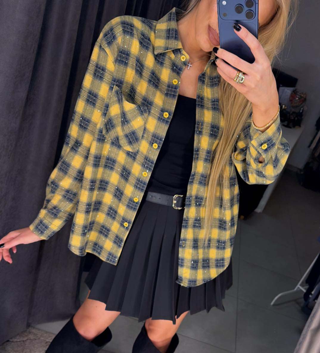 Image2 of Plaid Shirt with Glitter Details from EME Boutique