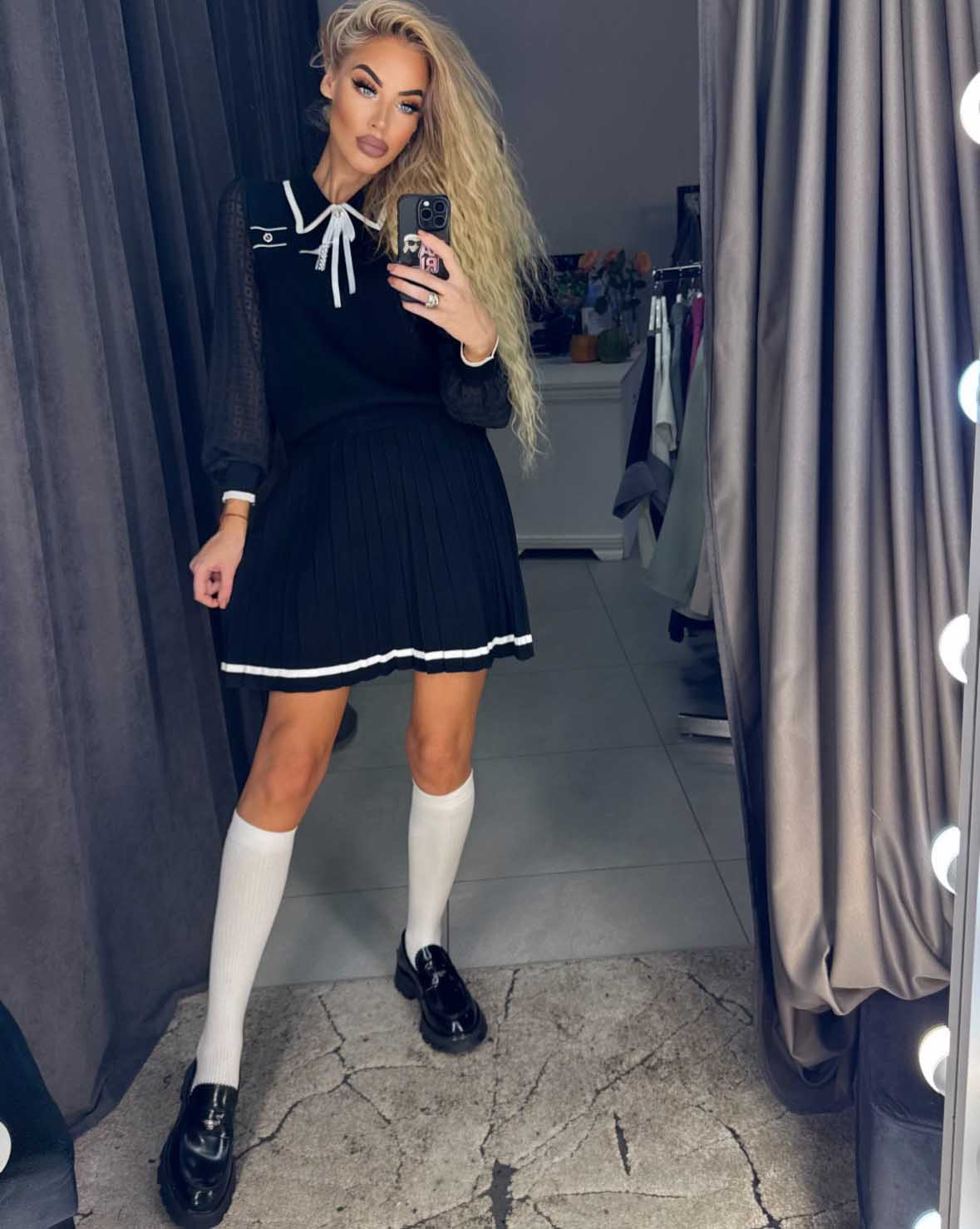 Image2 of Viscose Jumpsuit with Sweater and Pleated Skirt from EME Boutique