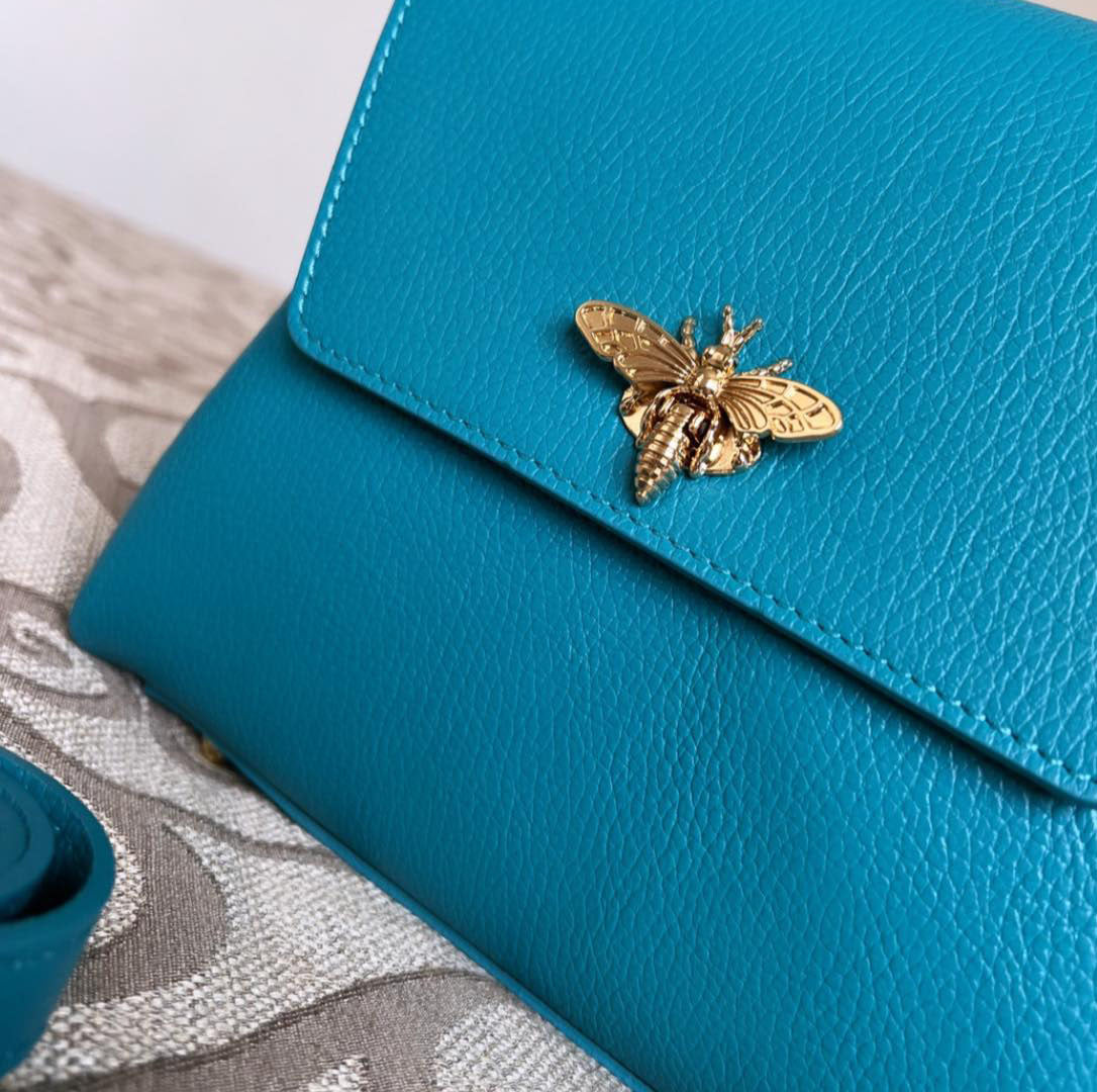 Image2 of Small Bee Light Blue Leather Bag from EME boutique