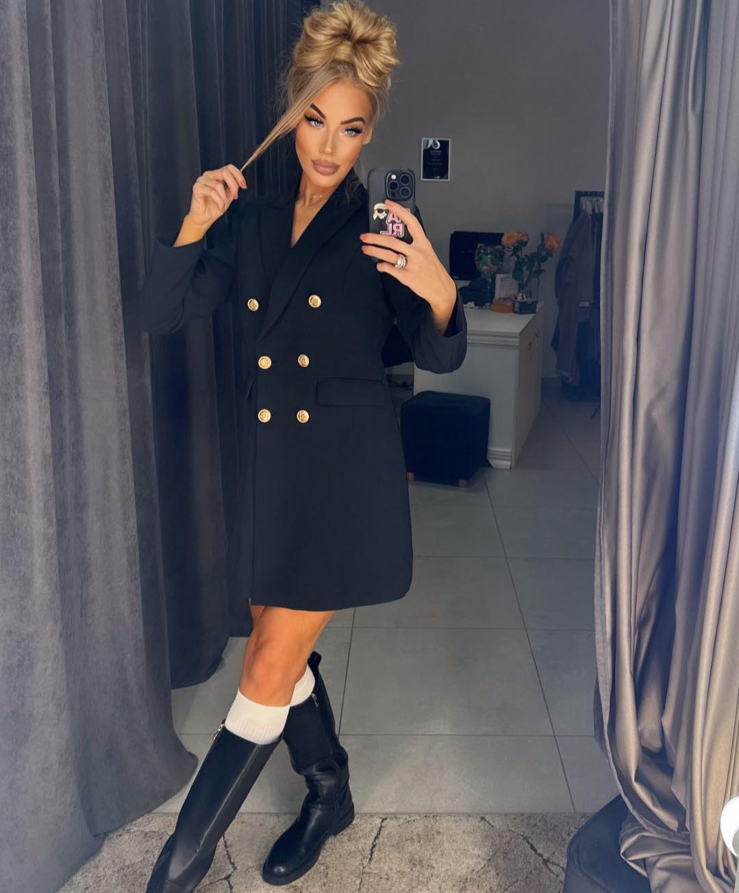 Image3 of Double-Breasted Blazer Dress with Gold Buttons from EME Boutique