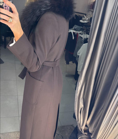 Image3 of Long Brown Coat with Fur Collar from EME Boutique