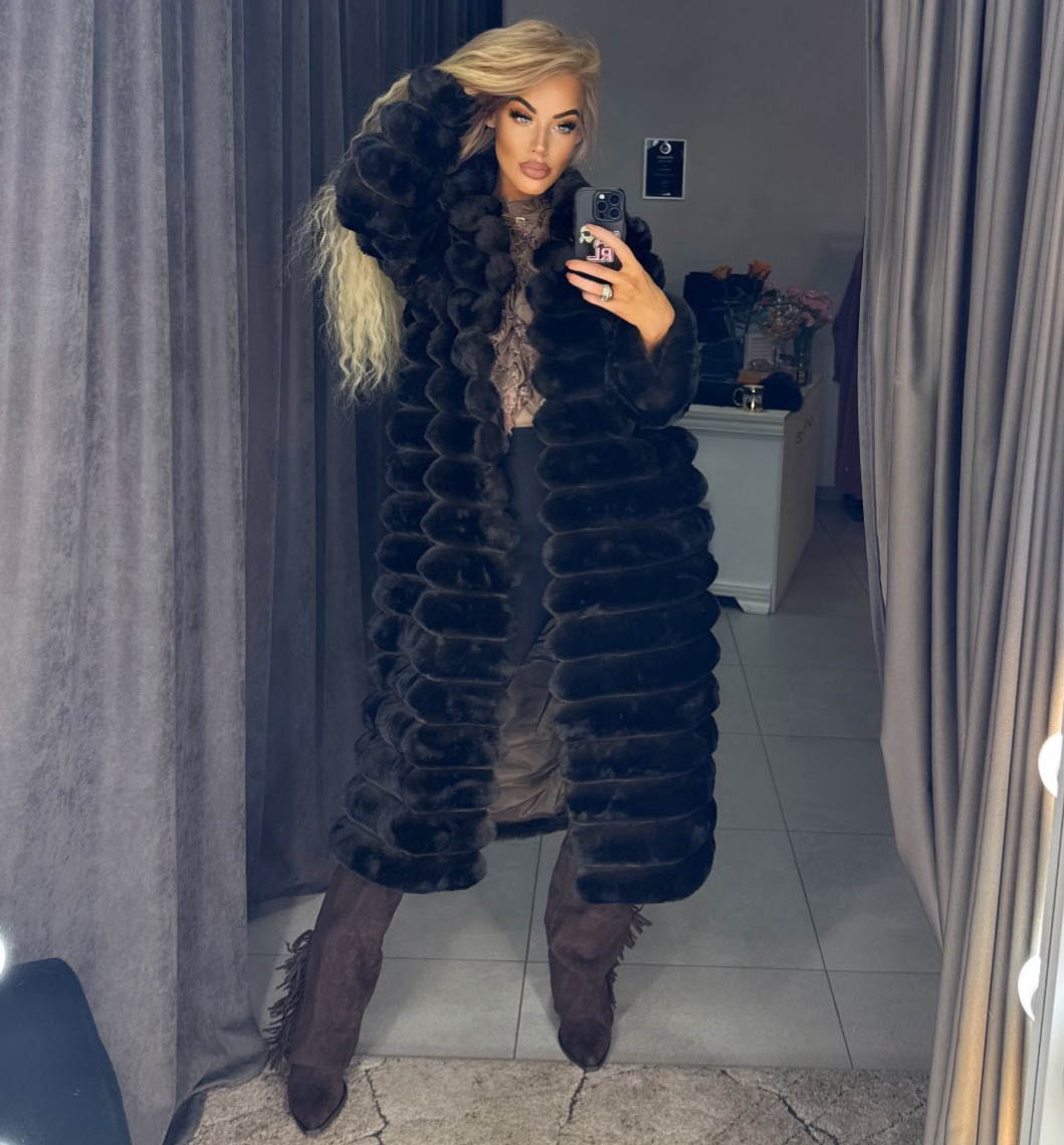 Image3 of Long Brown Shearling Eco Fur Coats from EME Boutique