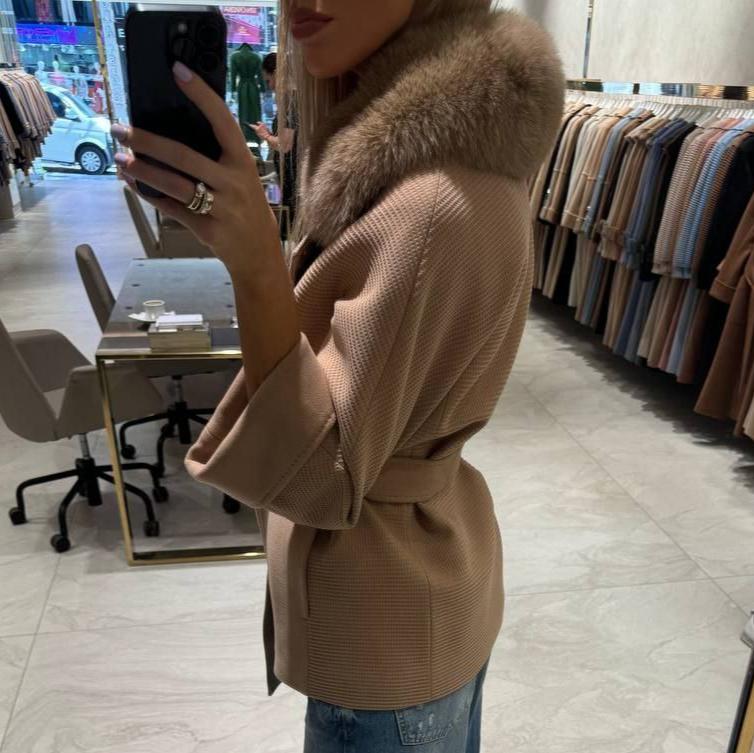 Image3 of Short Camel Cashmere Coat from EME boutique