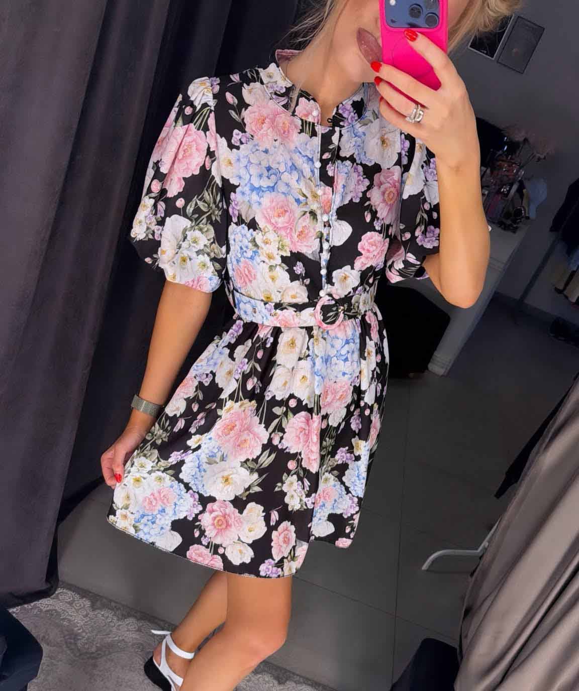 Image3 of Short Floral Dress with Linen from EME Boutique