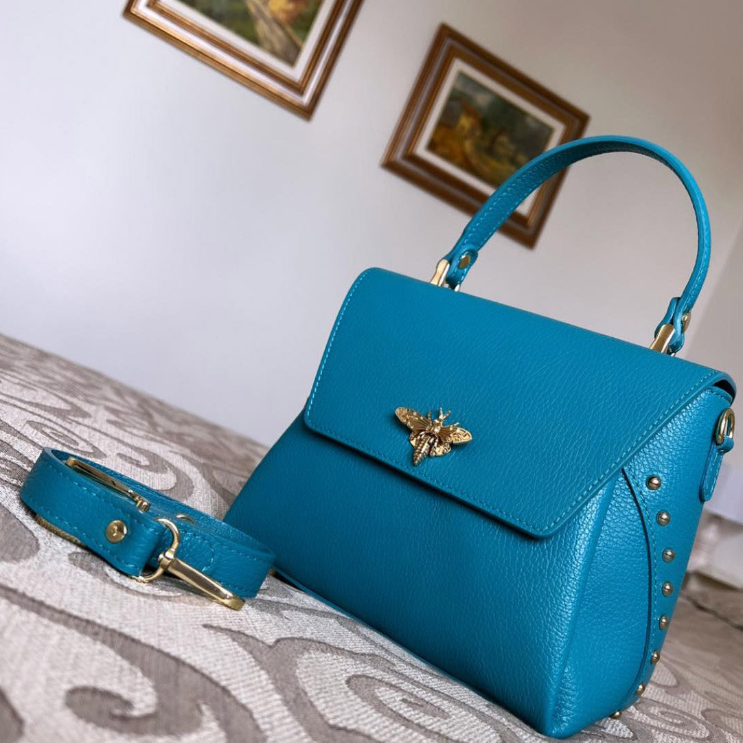 Image3 of Small Bee Ligth Blue Leather Bag from EME boutique