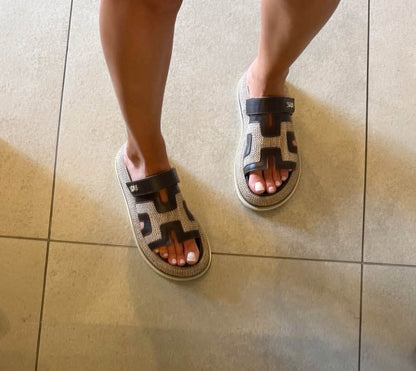 Image4 of Leather Slippers with Woven Sole from EME Boutique