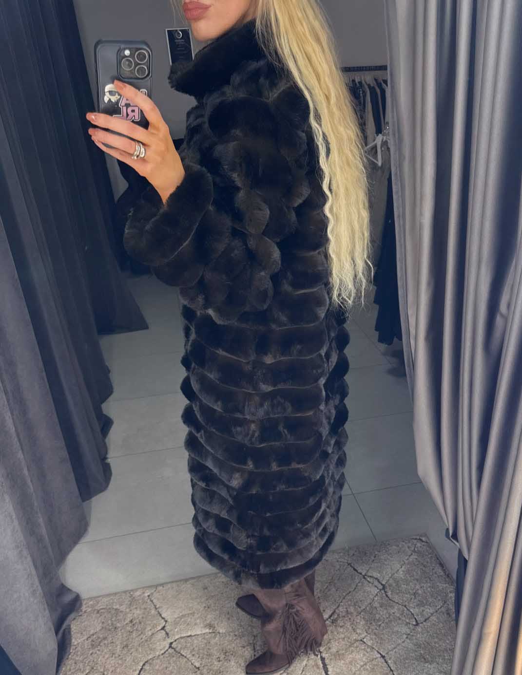 Image4 of Long Brown Shearling Eco Fur Coats from EME Boutique