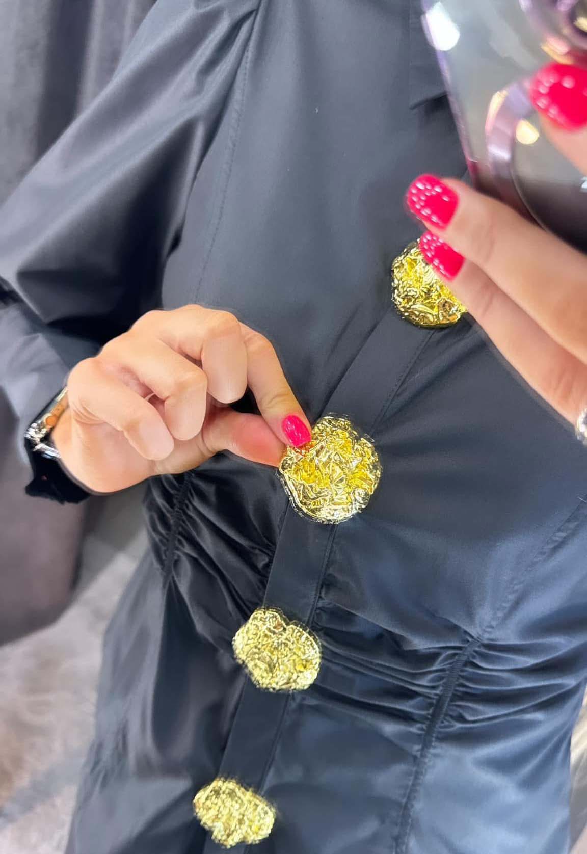 Image4 of Luxury Black Shirt with Large Gold Buttons from EME Boutique