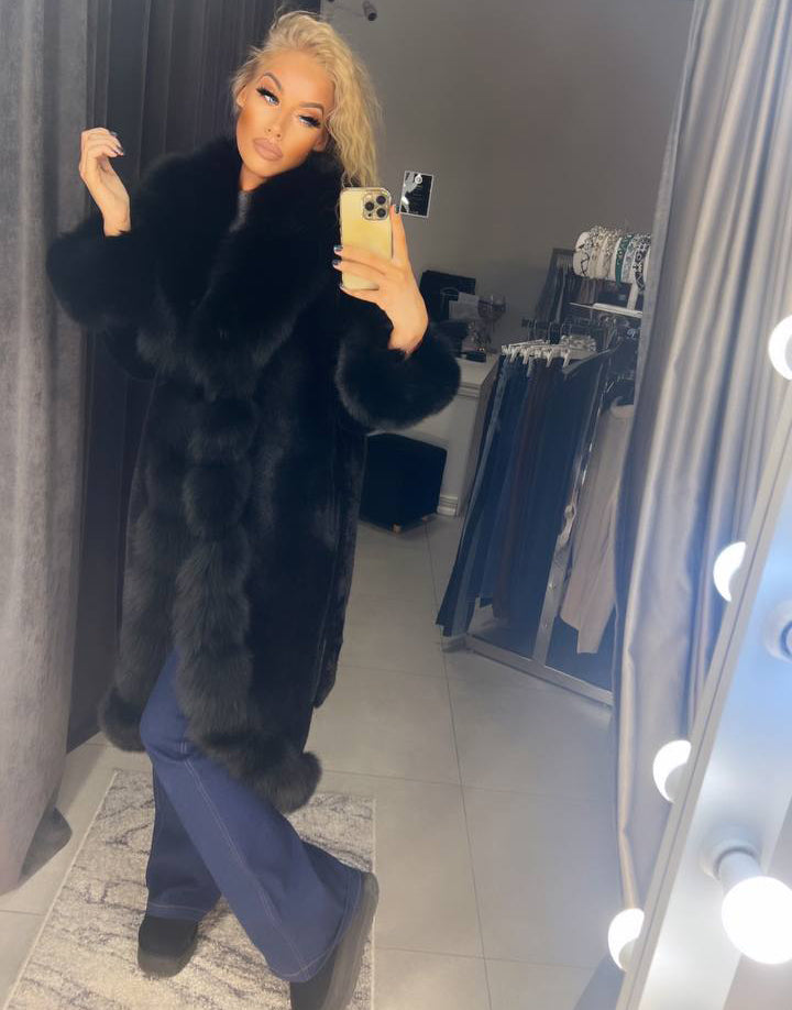 Image4 of Black Long Alcantara Fur Coat from EME boutique